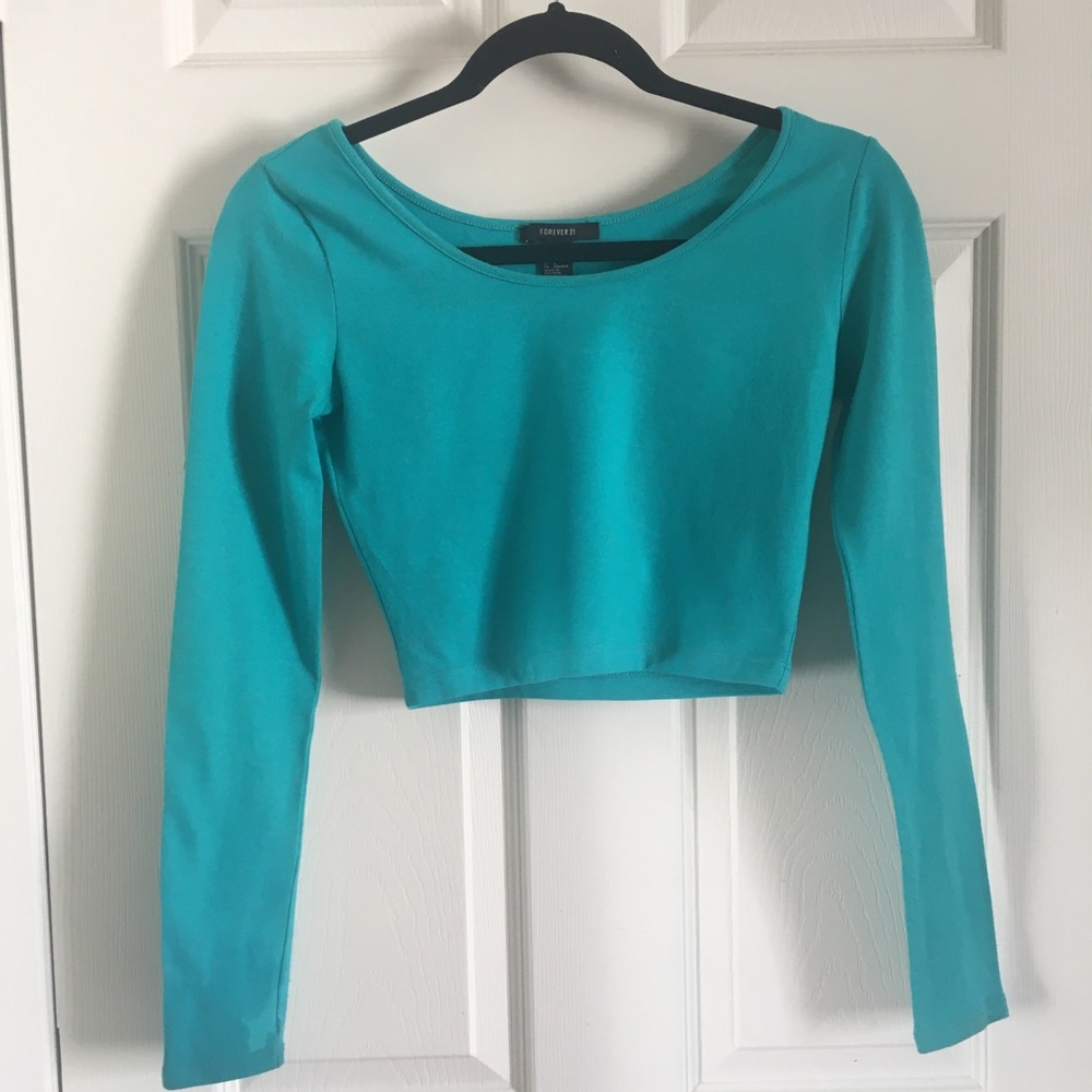 Teal Long sleeve Crop Top Size Small